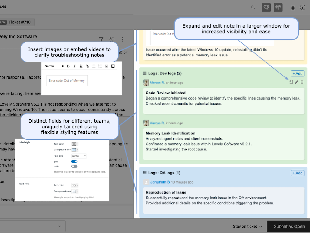 Sticky Notes App Integration with Zendesk Support